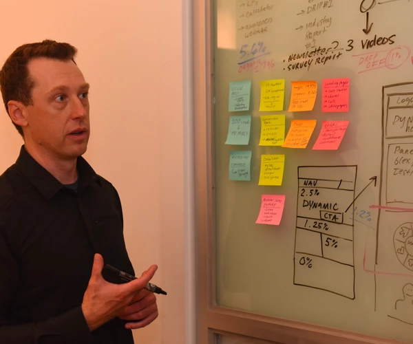 Ironpaper leadership: Jonathan Franchell's leads a marketing strategy session